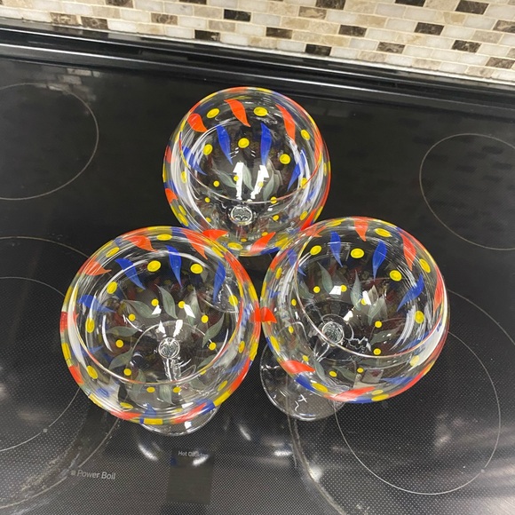 Set of 3 POTTERY BARN Glass Hand Blown Balloon Wine/Water Glasses-PBY39 - Picture 4 of 16